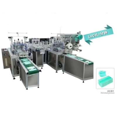 Automatic disposable three-layer mask machine